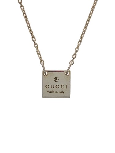 COLLANA GUCCI MINI PLACCA QUADRATA LOGO CIONDOLO ARGENTO SLV TOP DISPONIBILE DONNA 2