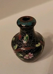 Jarrón miniatura de colección cloisonne latón esmalte diseño floral MCM 1,5" alto LEER  - Imagen 1 de 10