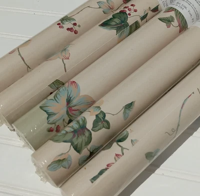 5 Double Rolls YORK Wallcoverings Green Ivy Floral Wallpaper Vtg AN9688R5 NEW - Image 1 of 4