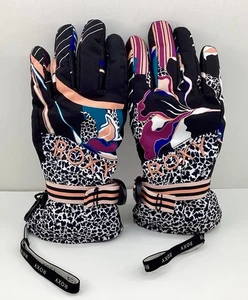 Roxy Women’s Sz Medium Jetty Ski Gloves Hydrotex Peach Black White Retro Design - Picture 1 of 11
