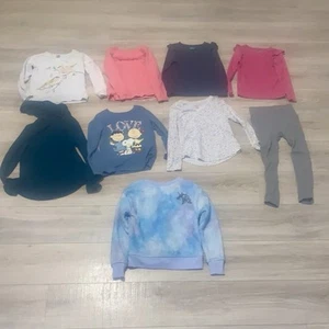 Girls 6-8 Bundle of 9 Long Sleeve Tops Sweatshirt Leggings Hoodie - Picture 1 of 9