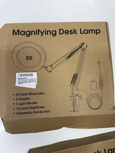 5X LED Magnifying Lamp Glass with Clamp Desk Adjustable Metal Swing Arm Sewing - Picture 1 of 3