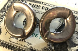 Pendientes Modernistas Gruesos Vintage México Plata de Ley 925 - Imagen 1 de 3