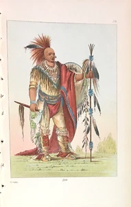 GEORGE CATLIN  - 1841 -  PLATE 156 - KEE-O-KUK, SAUK CHIEF - GENUINE - VINTAGE - Picture 1 of 3