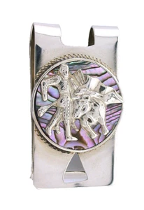 2 x 1 1/5 Inch Bull Fight Fighting Matador Pure .925 Sterling Silver Money Clip - Picture 1 of 3