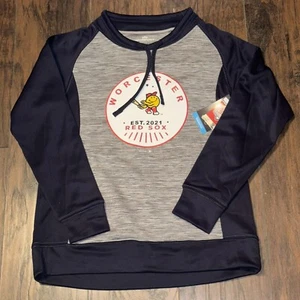Worcester Woo Red Sox MILB Vansport Gray Blue Team Pullover Sweatshirt Women Med - Picture 1 of 7