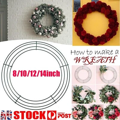  8/10/12/14inch Wedding Round Wire Wreath Frame Metal Wreath Making Rings Party - image 1 of 4