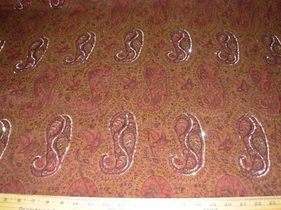 8 3/8 YDS~ PAISLEY FLOWERS WITH SEQUINS~DRAPERY MULTI PURPOSE FABRIC FOR LESS - Image 1 of 3