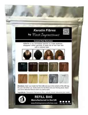 FIRST IMPRESSIONS HAIR FIBRES HAIR LOSS SOLUTION SCHWARZ 75g - Haarverdichtung Aufbau Fasern Nachfüllbeutel