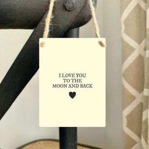 I LOVE YOU TO THE MOON AND BACK Metal Plaque MINI Sign Romance Valentines - Picture 1 of 1