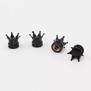 4X Black Crown Air Tire Valve Stem Caps For Harley-Davidson Touring - Picture 1 of 3