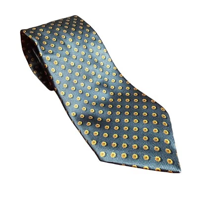 Gravata Ermenegildo Zegna cinza e dourada bolinhas 100% seda feita na Itália designer - Imagem 1 de 4