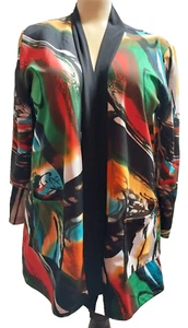 Vintage 1980s 1990s XL Polyester Open Jacket - Picture 1 of 6