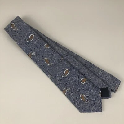 Corbata Gierre Milano 56" 3" seda algodón cachemira azul nueva con etiquetas Foto 1 de 4