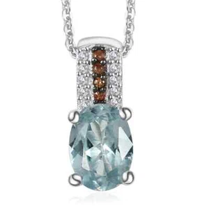 GORGEOUS!! 1.00ctw Aqua Kyanite & Zircon Necklace 20" Platinum Plated - Picture 1 of 7