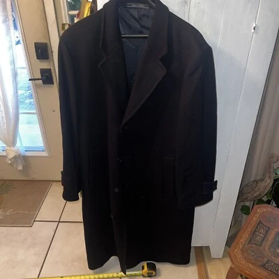 Saks Fifth Avenue Mens Jacket 56L Black Cashmere Over-Coat Made in Italy Luxury - Image 1 of 4