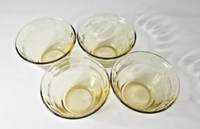 Vintage Set of 4 Made in Mexico 2 1/2" Tall Yellow Glass Dessert Bowls - Image 1 of 4