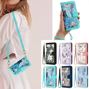 For Samsung Galaxy S25 Ultra/S24+/S23 Floral Pattern Crossbody Flip Wallet Case - Picture 1 of 85
