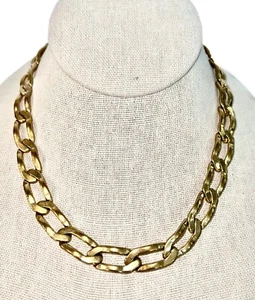 Cool Jewels Chunky Curb Link Chain Gold Tone Choker Necklace - Picture 1 of 5
