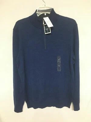 Club Room Men's Quarter Zip Merino Wool Blend Sweater 100062317MN Crew Blue NWT - Image 1 of 2