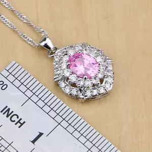 COLGANTE + CADENA DE PLATA 925 Y ZIRCONITA COLOR ROSA. - Foto 1 di 2