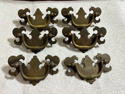 Juego de 6 tiradores de cajón de fianzas de 3 3/4 pulgadas sin marca usado con tornillos vintage Foto 1 de 4