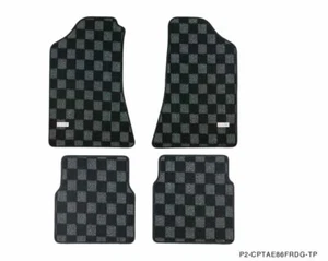 P2M Checkered Flag Race Carpet Floor Mats F&R 4pc Set for Toyota Corolla AE86 - Picture 1 of 3