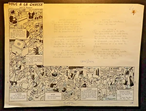 Jacques PRUVOST. Tous à la chasse. Encre de Chine pour LE HERISSON -1958 - Imagen 1 de 1