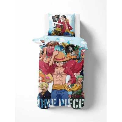 One Piece Copripiumino e Federa Set Singolo Letto Giapponese Anime Reversibile - Immagine 1 di 4