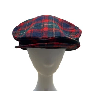 Pendleton Plaid Flat Cap Medium Virgin Wool Red & Green - Picture 1 of 7