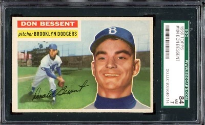 1956 Topps Baseball #184 Don Bessent SGC 7 - Image 1 of 2