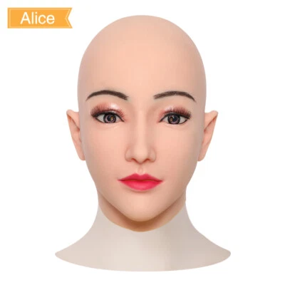 Female Silicone Realistic Headwear Head Cover Crossdressers Halloween Cosplay - Image 1 of 4