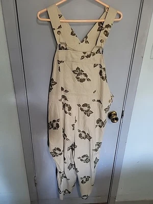 Винтажный комбинезон белый олень льняная вискозная смесь размер 16 Вт лен цвет гибискус  - Изображение 1 из 4