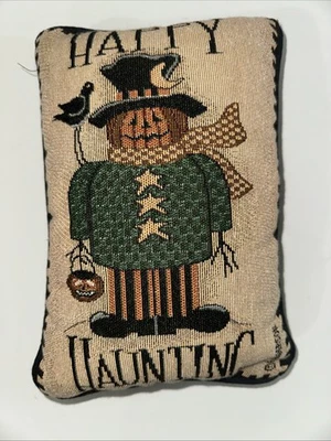 Vintage R. Anderson SCARECROW Decorative Fall/Autumn Tapestry Pillow USA 11x7 - Image 1 of 4