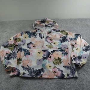 Chaqueta Pullover Thread & Supply Mujer Grande Con Capucha Cortavientos Bolsillos Florales - Imagen 1 de 19