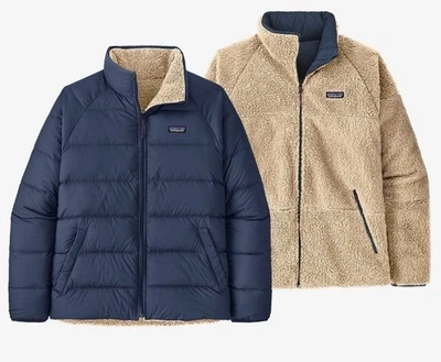 CHAQUETA DE PLUMÓN SILENCIOSA PATAGONIA REVERSIBLE 20670 NUEVA AZUL MARINO/NATURAL PARA HOMBRE XXL Foto 1 de 4