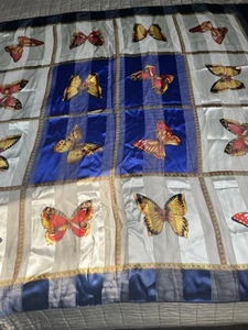 Large Butterfly Scarf 38x38 Headscarf Sarong Unbranded Satiny Material 1flaw Pic - Picture 1 of 12