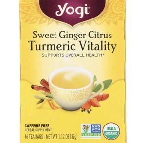 Yogi Sweet Ginger Citrus Turmeric Vitality Caffeine Free Tea BB12/24 - Picture 1 of 1