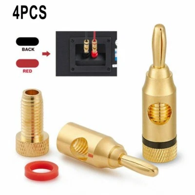 4pcs X 4mm Banana Plugs Gold Plated Musical Audio Speaker Cable Wire Connector - Image 1 of 4
