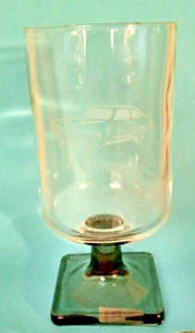 CHEVY VEGA 1971 GLASS BARWARE PEDESTAL SQUARE BOTTOM SMOKED SMOKE WHISKEY BAR. - Picture 1 of 7