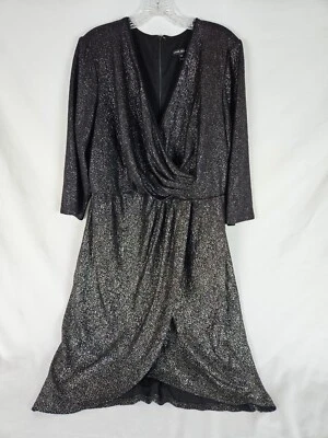 LANE BRYANT Stretch Ombre Metallic Faux Wrap Lined Dress Plus Size 18 PETITE - Image 1 of 4