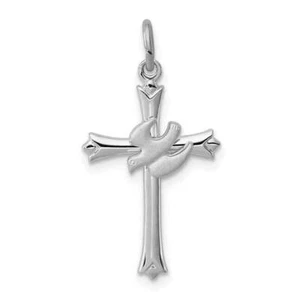 Sterling Silver Rhodium-plated Holy Spirit Cross with Dove Charm - Picture 1 of 4