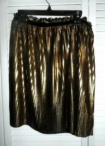 SALE Pretty GB Girls gold black metallic skirt elastic waist girls size L NWT - Picture 1 of 4