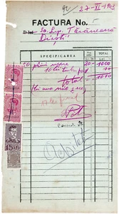 Romania, 1943, Vintage Invoice / Receipt - Revenue / Fiscal Stamps / Cinderellas - Picture 1 of 1