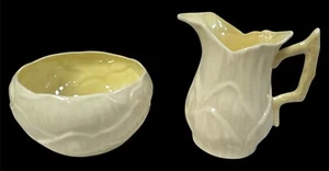 Belleek Ireland Porcelain Lotus Flower Open Sugar Bowl & Creamer Set - Picture 1 of 10