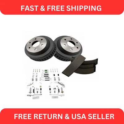 Rear Brake Kit Drums Shoes & Hardware w/ Adjusters 11.15" x 2.75" Drums for GM - Image 1 of 4