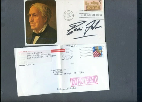 rare EDDIE FISHER  hand signed  SOUND RECORDING  First Day Cover   GREAT PRICE Cover