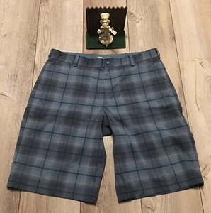 Nike Golf Mens Shorts Size 36 Blue Plaid Dri Fit Polyester Stretch Swoosh Logo - Picture 1 of 5