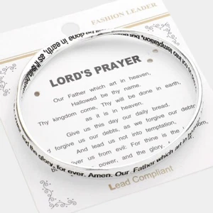 Lord's Prayer Bangle Bracelet Stainless Steel Christian Gift Jewelry for Women - Picture 1 of 2