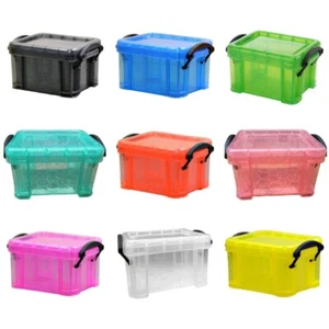 Mini Clear Plastic Storage Box with Locking Lid Portable Jewelry Container Case - Picture 1 of 17
